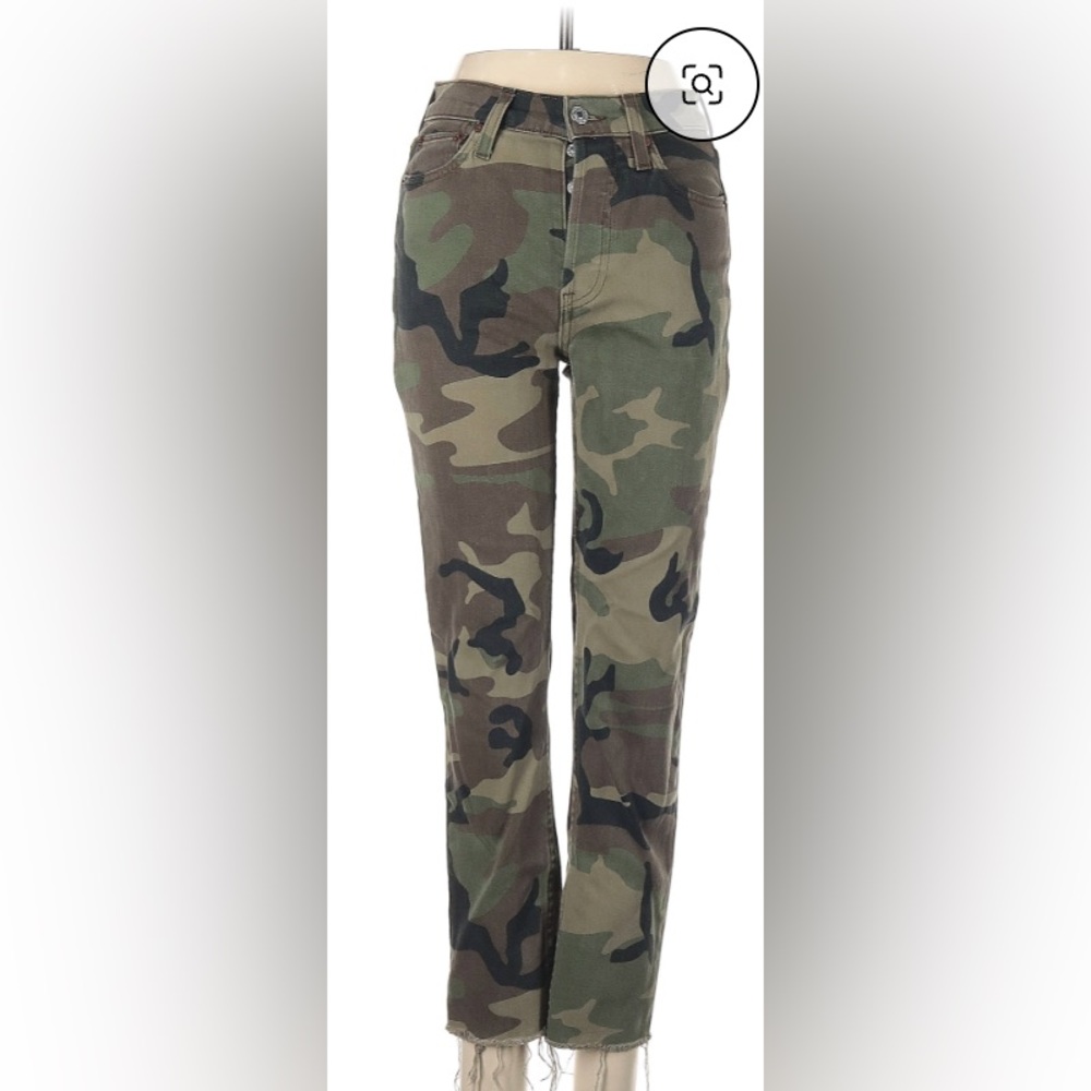 Re/Done Green Camouflage straight Jean